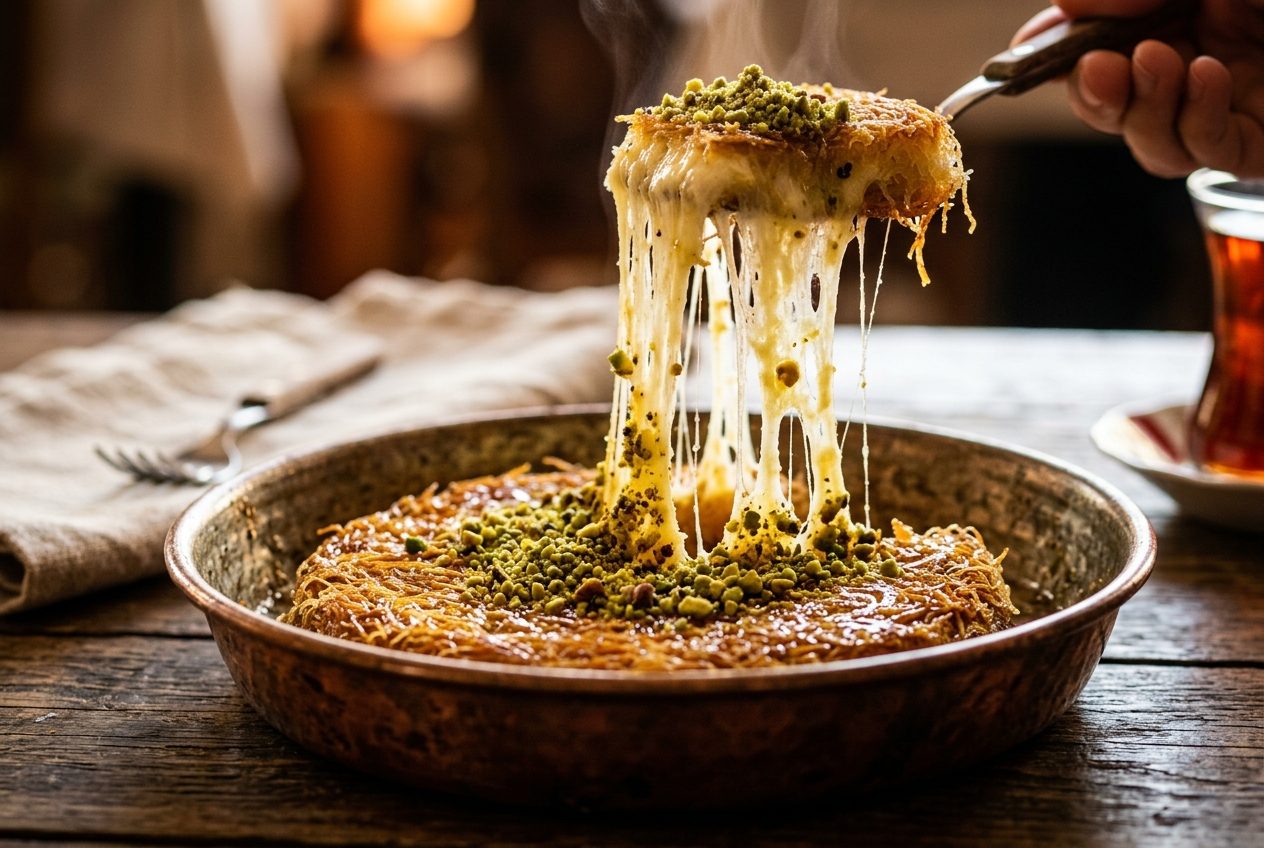 Künefe — Shredded Wheat with Cheese and Syrup