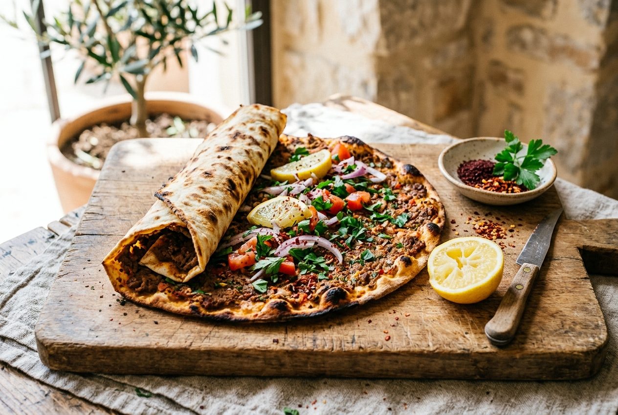 Lahmacun — Turkish Flatbread Pizza
