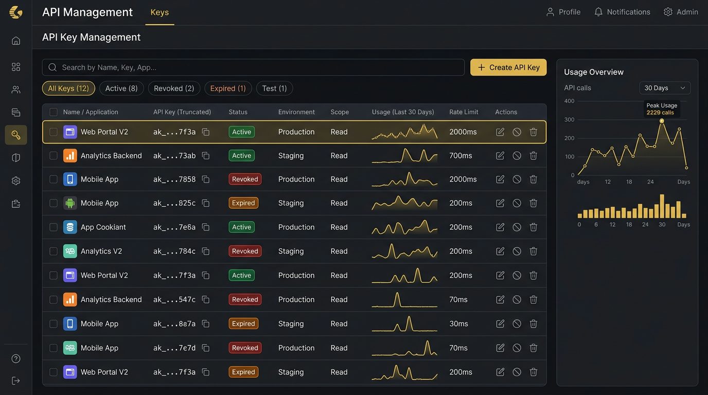 Unified API Key Dashboard