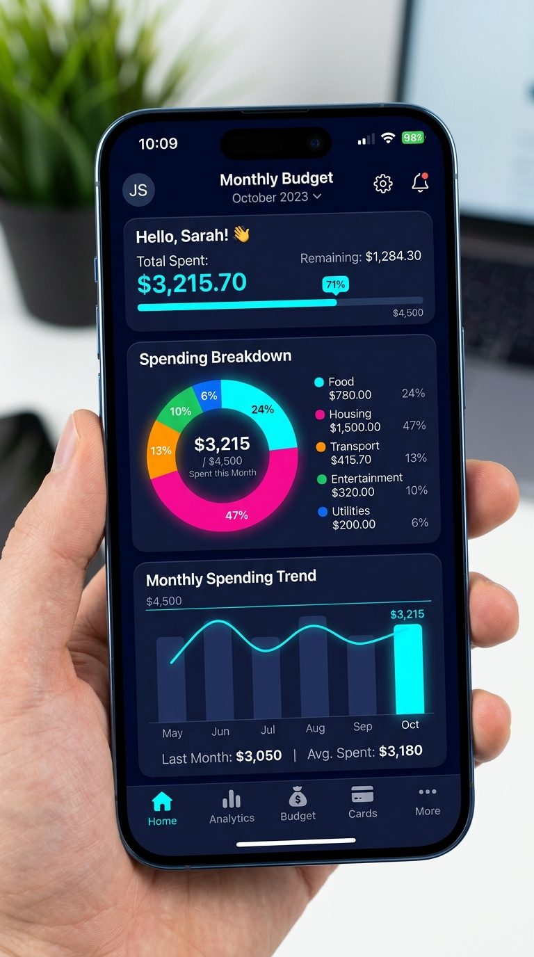 Budgeting Dashboard app screen