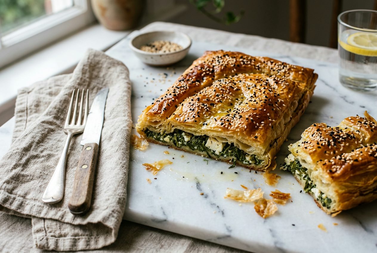 Ispanaklı Su Böreği — Layered Spinach & Cheese Börek