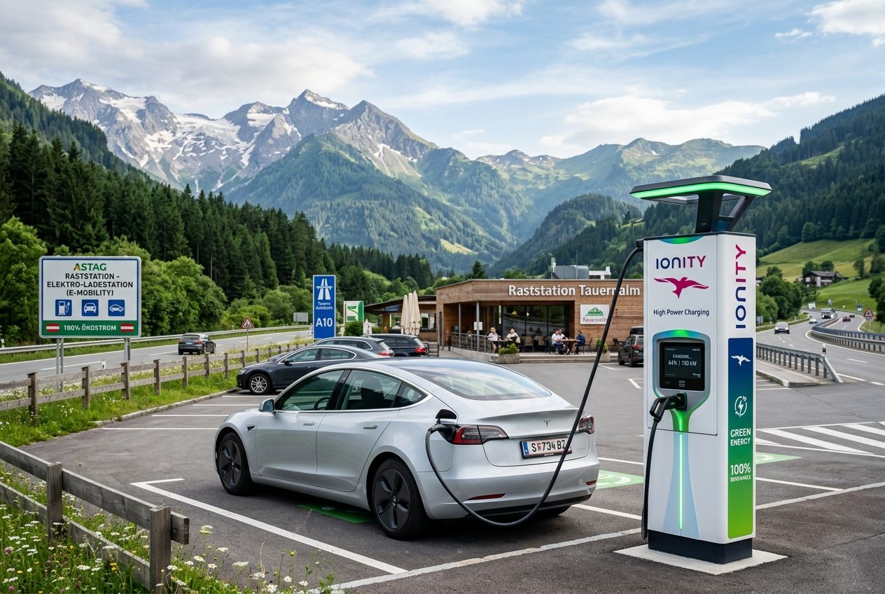 E-Auto auf österreichischen Autobahnen: Vignettenpflicht und Lademöglichkeiten