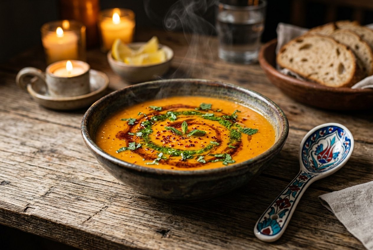 Red Lentil Soup with Mint Butter