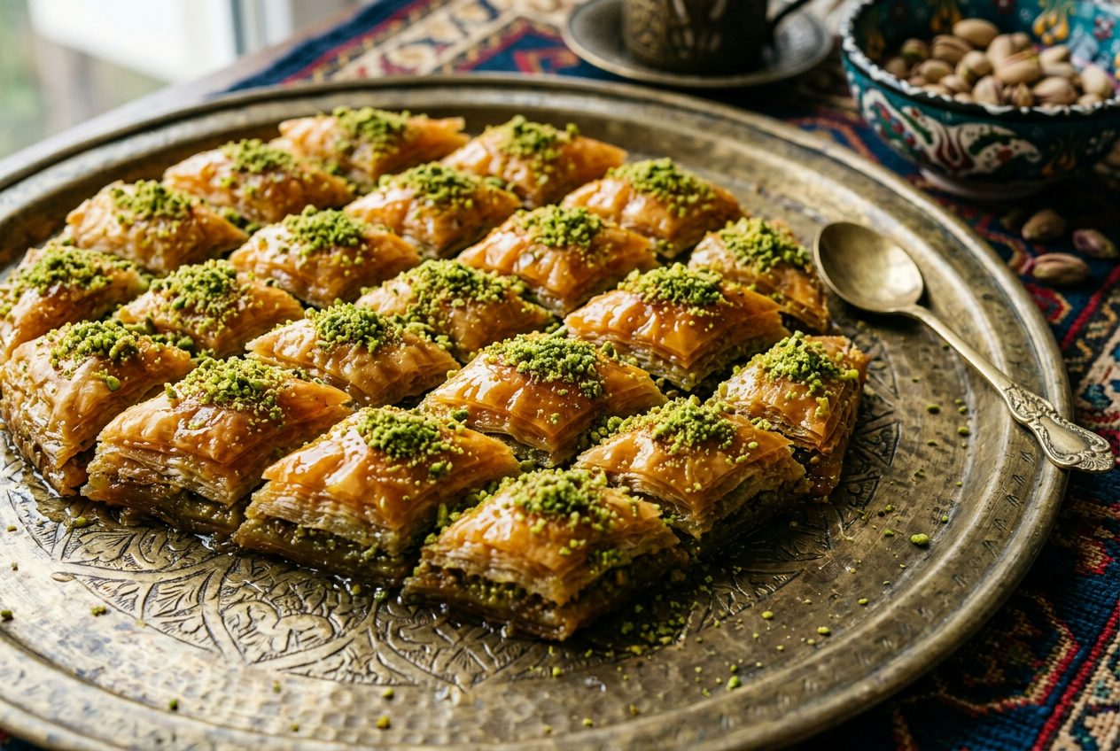Pistachio Baklava with Rose Water Syrup