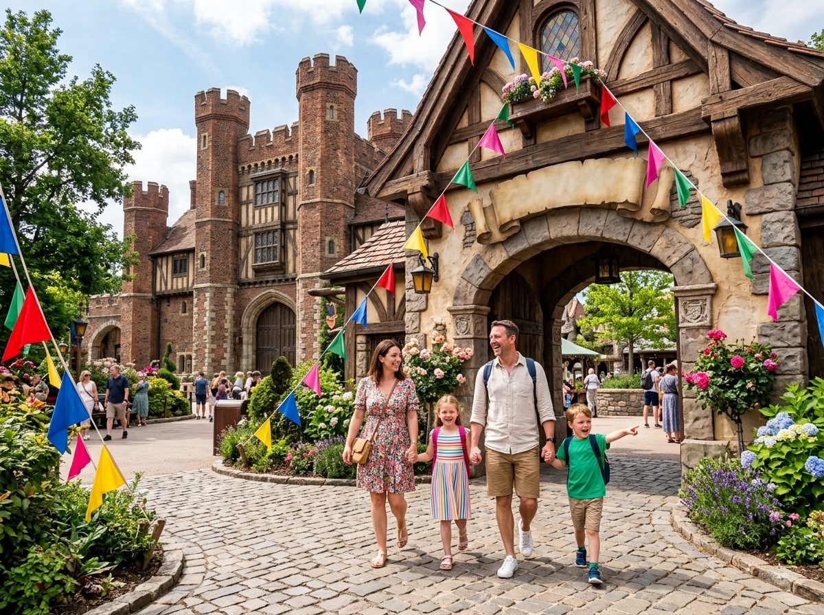 Family at park entrance