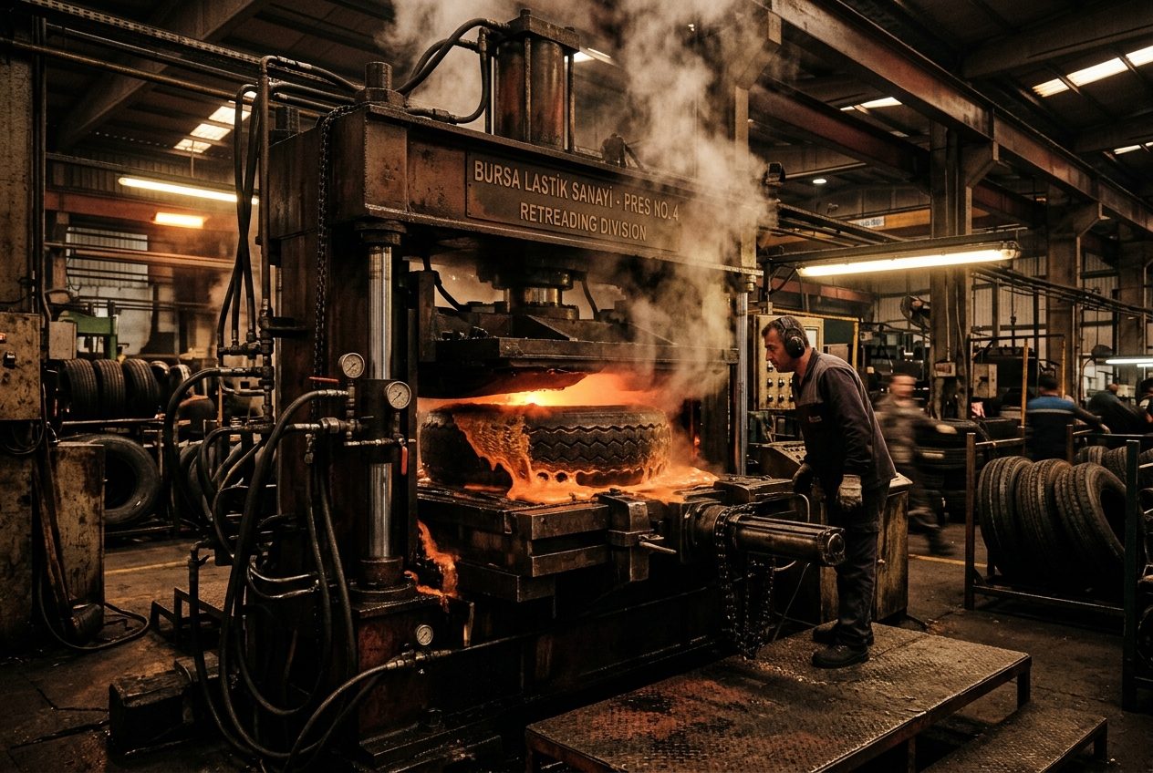 Hot Press Retreading in Bursa's Industrial Workshops